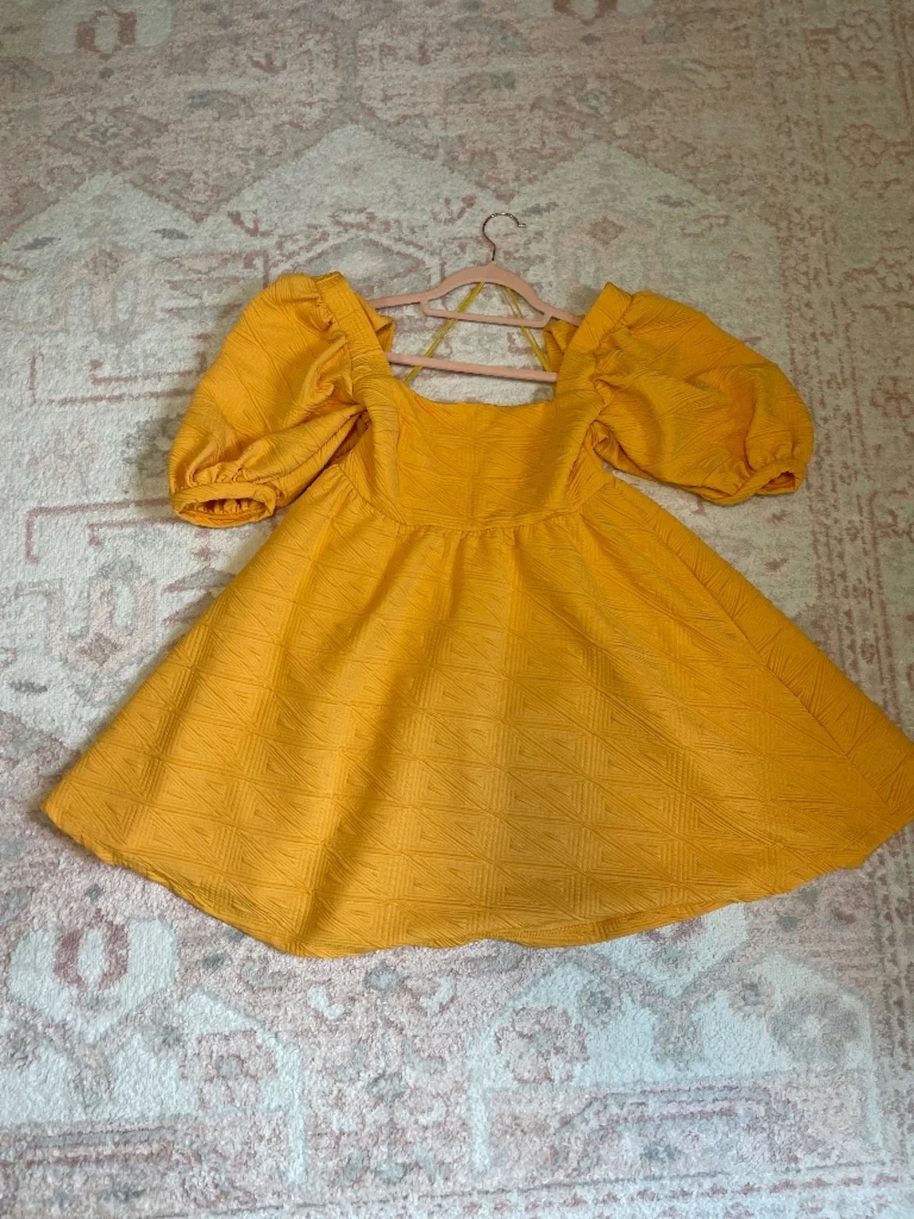 Free People Orange Puff Sleeve Babydoll Dress